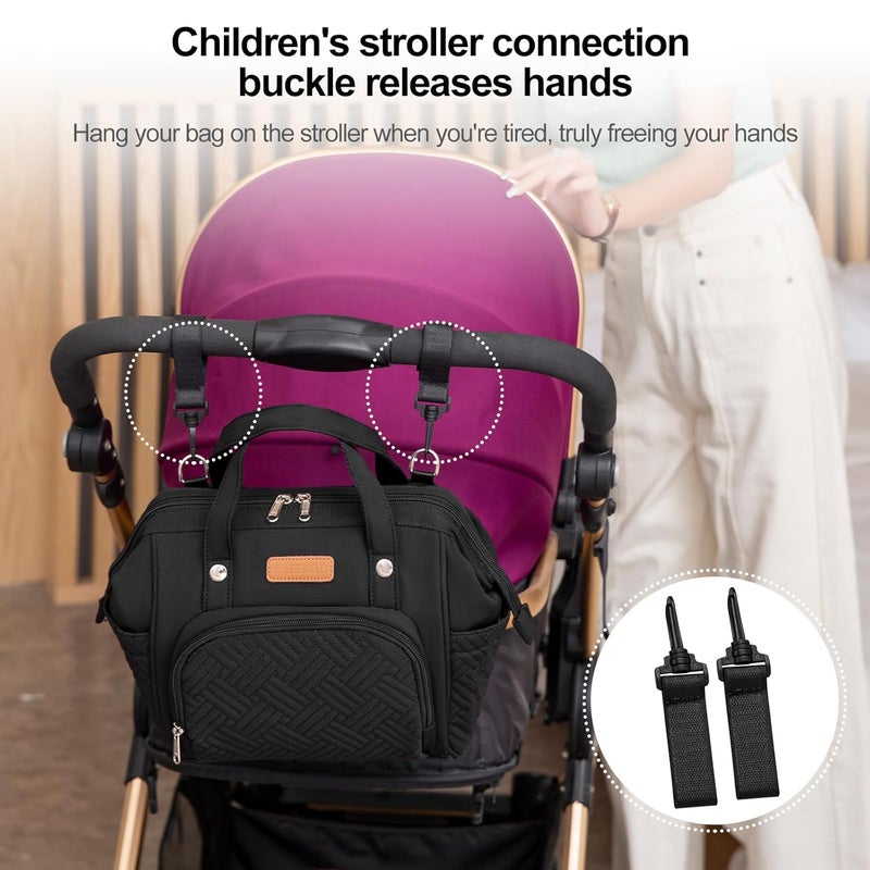 FHELAD Small Diaper Bag, Stroller Organizer with Insulated Cup Holder & Detachable Shoulder Strap, Convertible Diaper Bag Tote for Short Trip (Black) | 5 in 1 Diaper Bag, Short Trips & Daily - Image 3